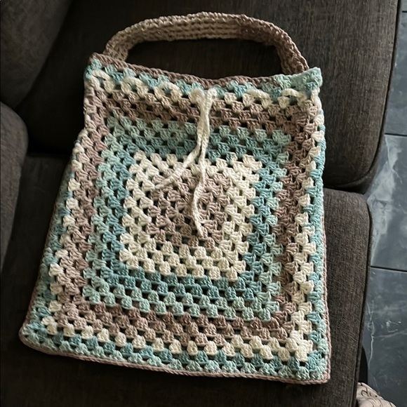 Handcrafted Crochet Drawstring Bag - Multicolor - Picture 2 of 2